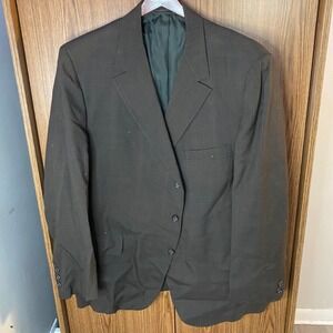 Hart Schaffner & Marx Blazer Mens 46R Brown 3 Button Grid Pattern Sport Coat